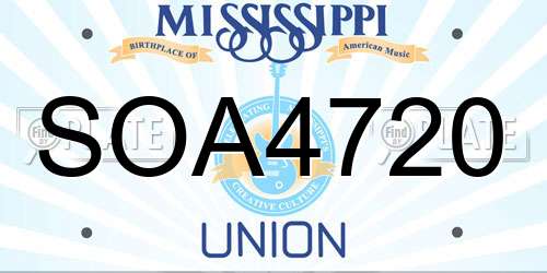 SOA4720 Mississippi License Plate