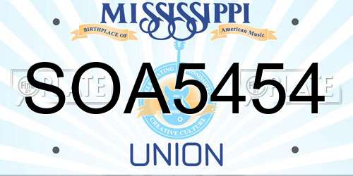 SOA5454 Mississippi License Plate