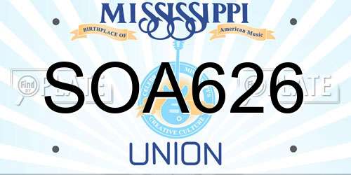 SOA626 Mississippi License Plate