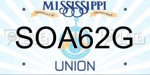 SOA62G Mississippi License Plate