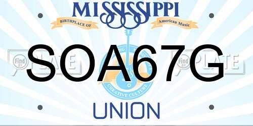 SOA67G Mississippi License Plate