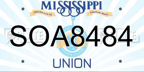 SOA8484 Mississippi License Plate
