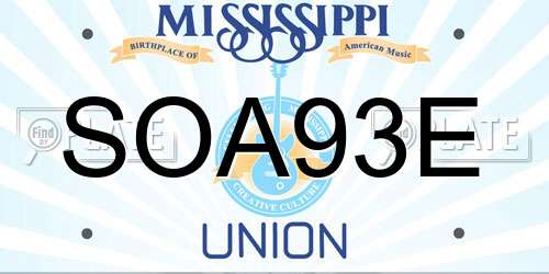 SOA93E Mississippi License Plate