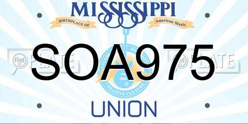 SOA975 Mississippi License Plate