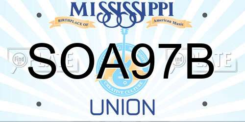 SOA97B Mississippi License Plate
