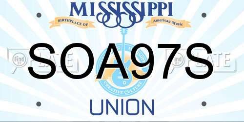 SOA97S Mississippi License Plate