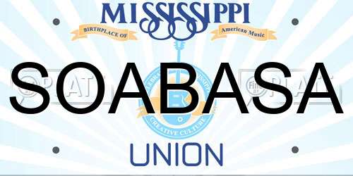 SOABASA Mississippi License Plate