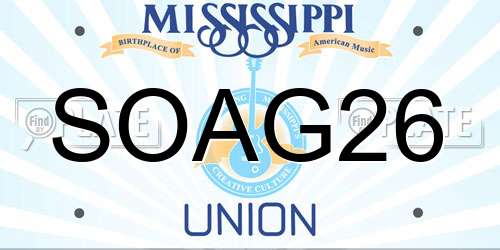 SOAG26 Mississippi License Plate