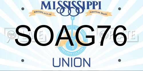 SOAG76 Mississippi License Plate