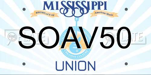 SOAV50 Mississippi License Plate
