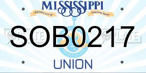 SOB0217 Mississippi License Plate