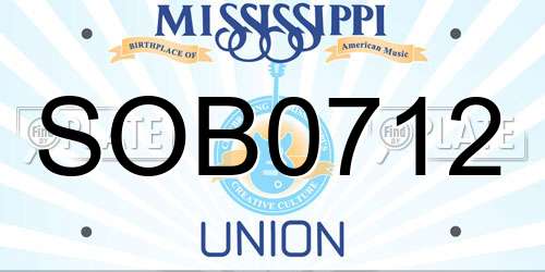 SOB0712 Mississippi License Plate
