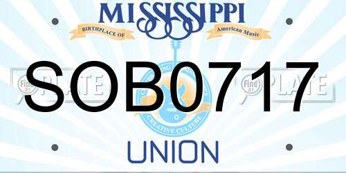 SOB0717 Mississippi License Plate