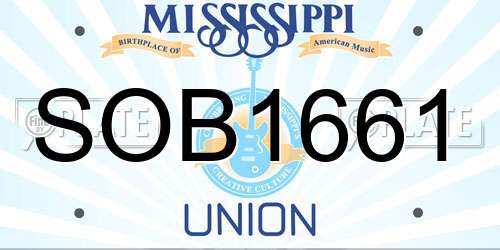 SOB1661 Mississippi License Plate