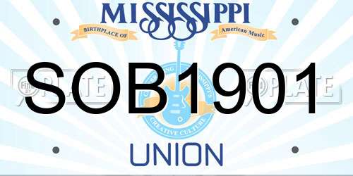 SOB1901 Mississippi License Plate