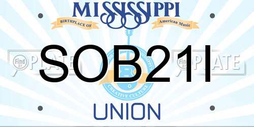 SOB21I Mississippi License Plate