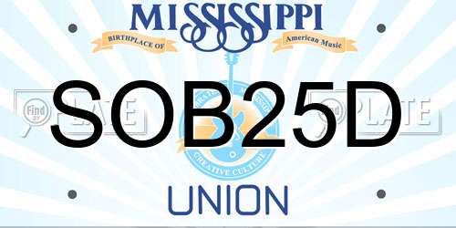 SOB25D Mississippi License Plate
