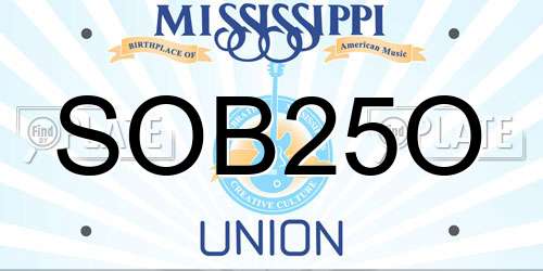 SOB25O Mississippi License Plate