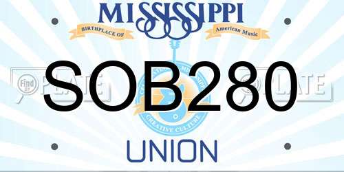 SOB280 Mississippi License Plate