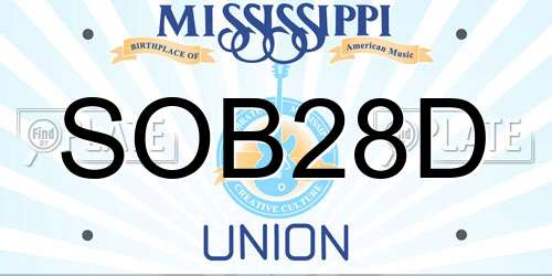SOB28D Mississippi License Plate