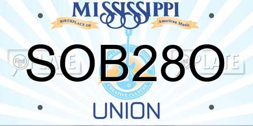 SOB28O Mississippi License Plate
