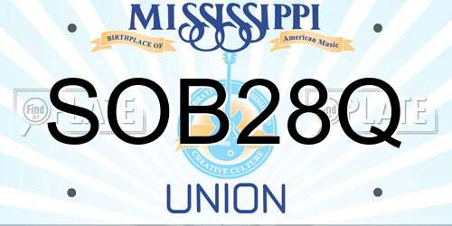 SOB28Q Mississippi License Plate