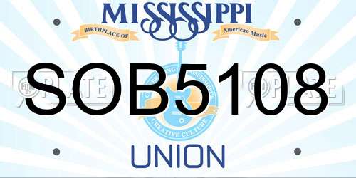 SOB5108 Mississippi License Plate