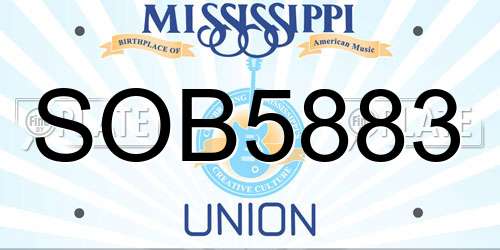 SOB5883 Mississippi License Plate