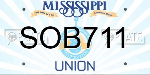 SOB711 Mississippi License Plate
