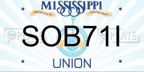 SOB71I Mississippi License Plate