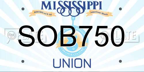 SOB750 Mississippi License Plate
