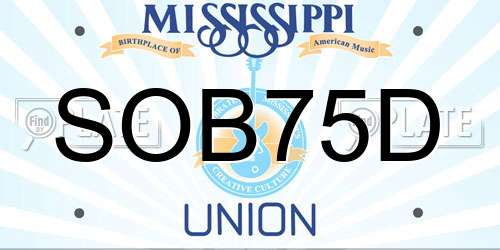 SOB75D Mississippi License Plate