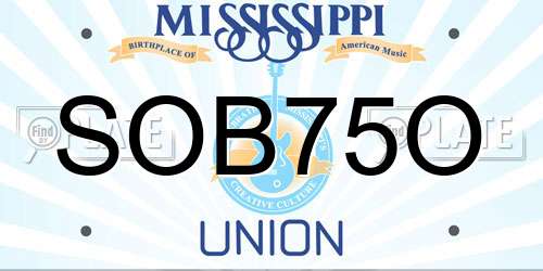 SOB75O Mississippi License Plate