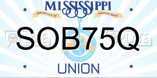 SOB75Q Mississippi License Plate