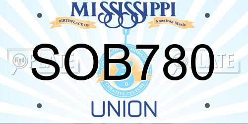 SOB780 Mississippi License Plate