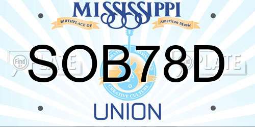 SOB78D Mississippi License Plate