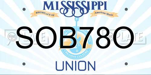 SOB78O Mississippi License Plate