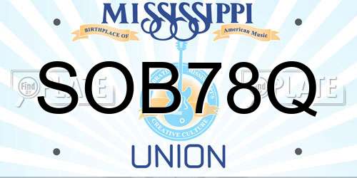 SOB78Q Mississippi License Plate