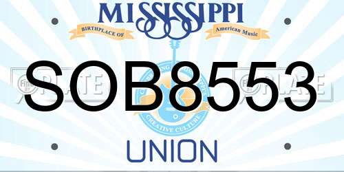 SOB8553 Mississippi License Plate