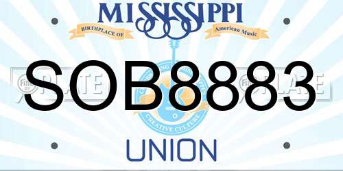 SOB8883 Mississippi License Plate