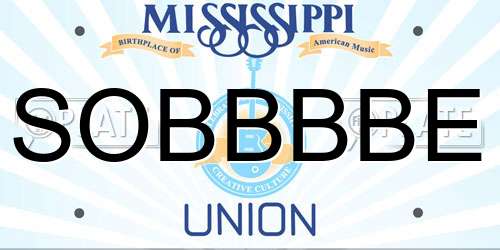 SOBBBBE Mississippi License Plate