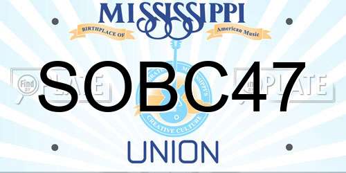 SOBC47 Mississippi License Plate