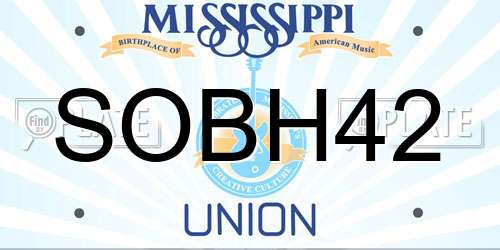 SOBH42 Mississippi License Plate