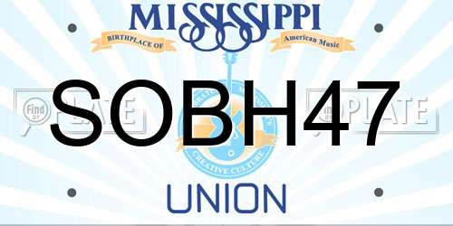 SOBH47 Mississippi License Plate