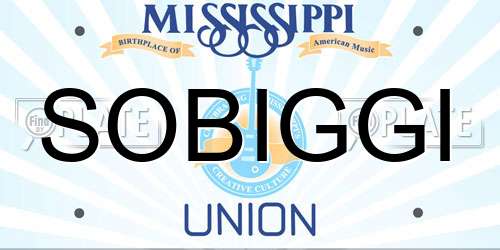 SOBIGGI Mississippi License Plate