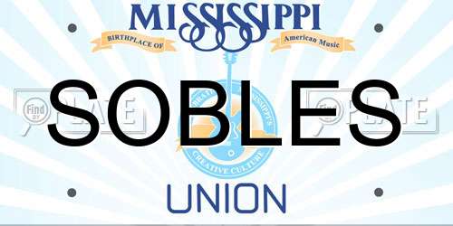 SOBLES Mississippi License Plate
