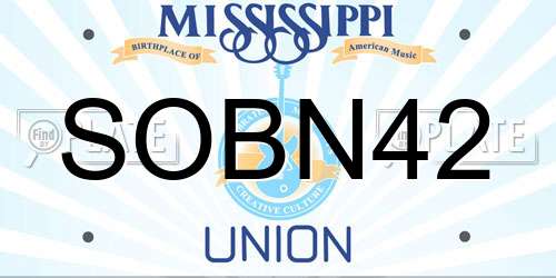 SOBN42 Mississippi License Plate