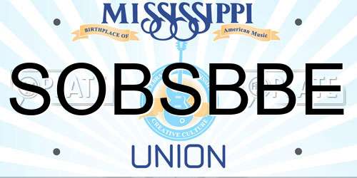 SOBSBBE Mississippi License Plate