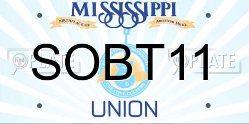 SOBT11 Mississippi License Plate