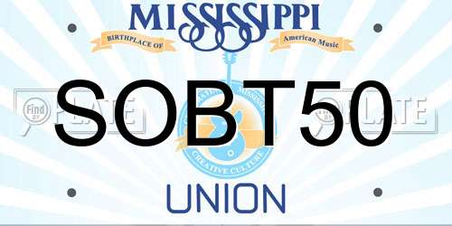 SOBT50 Mississippi License Plate